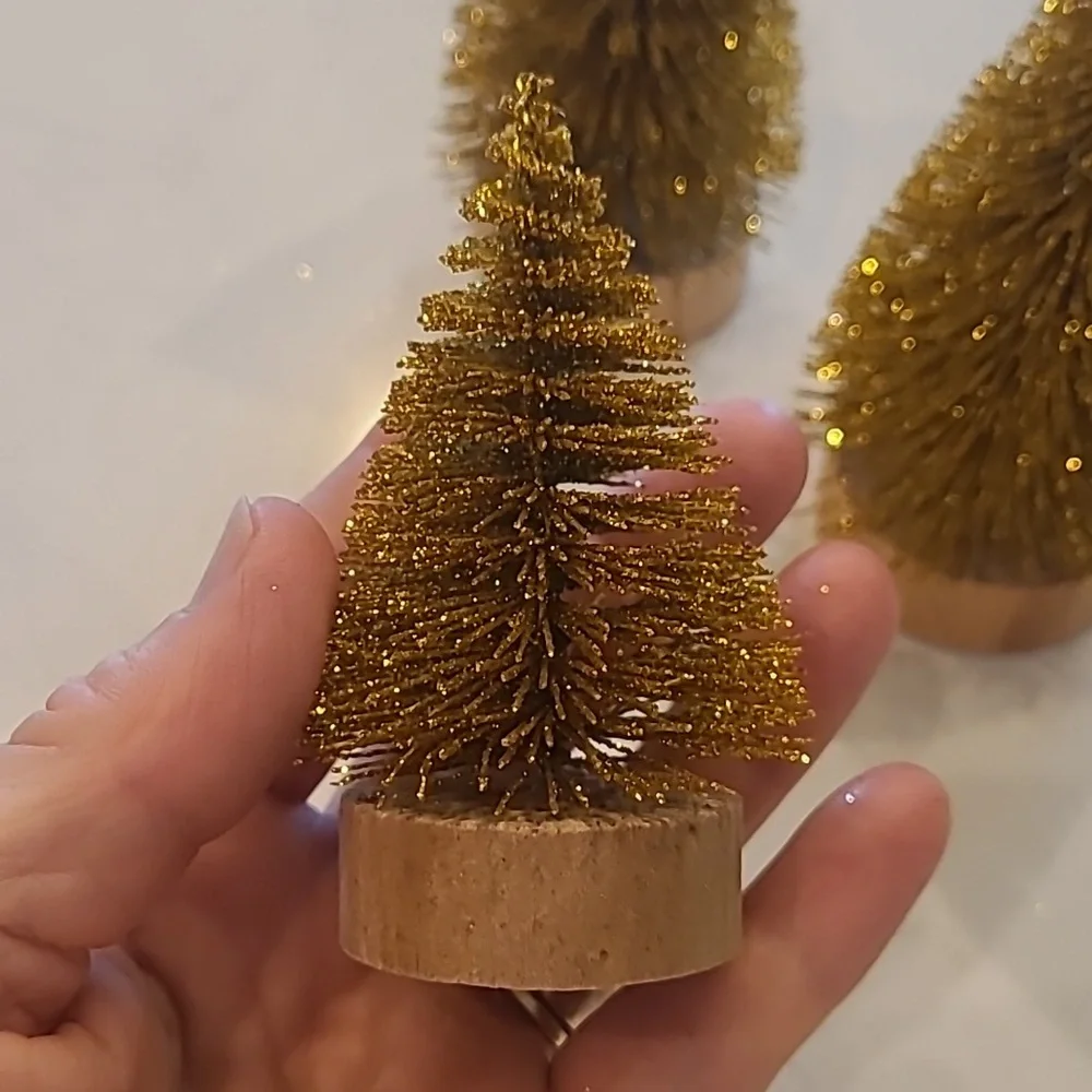 NWOT Pottery Barn Mini Set Bottlebrush Gold Trees